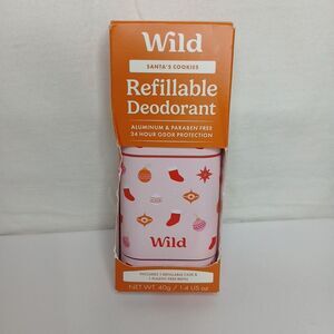 Wild Cosmetics Aluminum-Free Case And Refill Pink Stocking Case, Santa’s Cookies